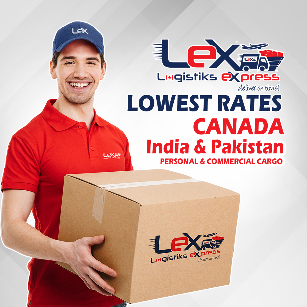 Most affordable courier services from Toronto, Mississauga, and Brampton to India & Pakistan. Cargo with door delivery.